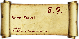 Bere Fanni névjegykártya